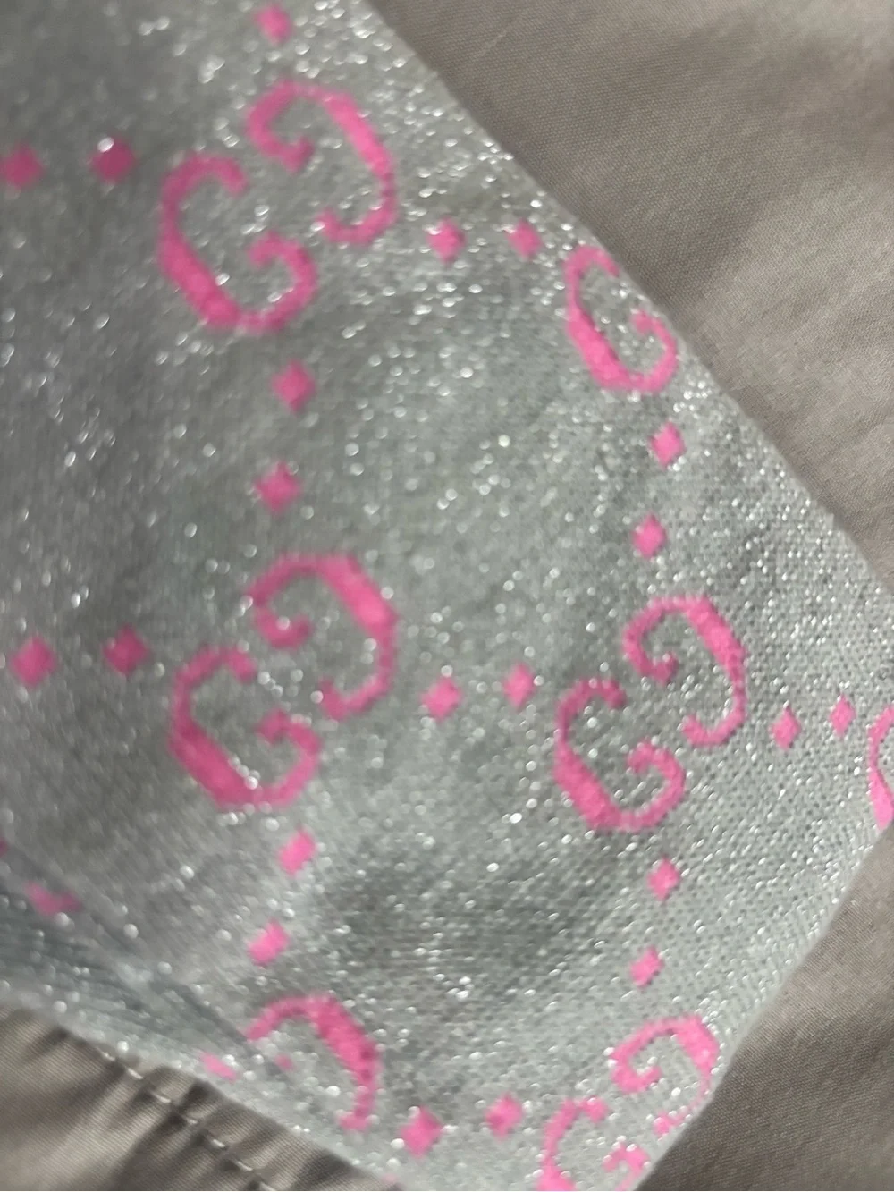 Gucci glittery grey Canvas Knee-High Logo Socks